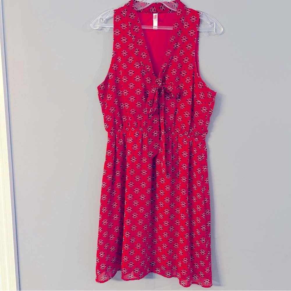 Xhilaration V-Neck Sleeveless Sundress Size L Red & Navy Blue